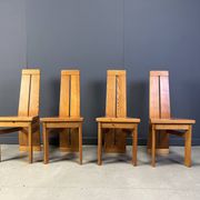 Set of 4 oak brutalist dining chairs, 1970s