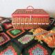 Vintage wicker and scoubidou sewing box