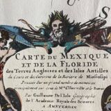 Old map of Mexico and Florida signed Guillaume de l'Isle and dated 1722