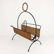 Rattan and metal magazine holder 1960