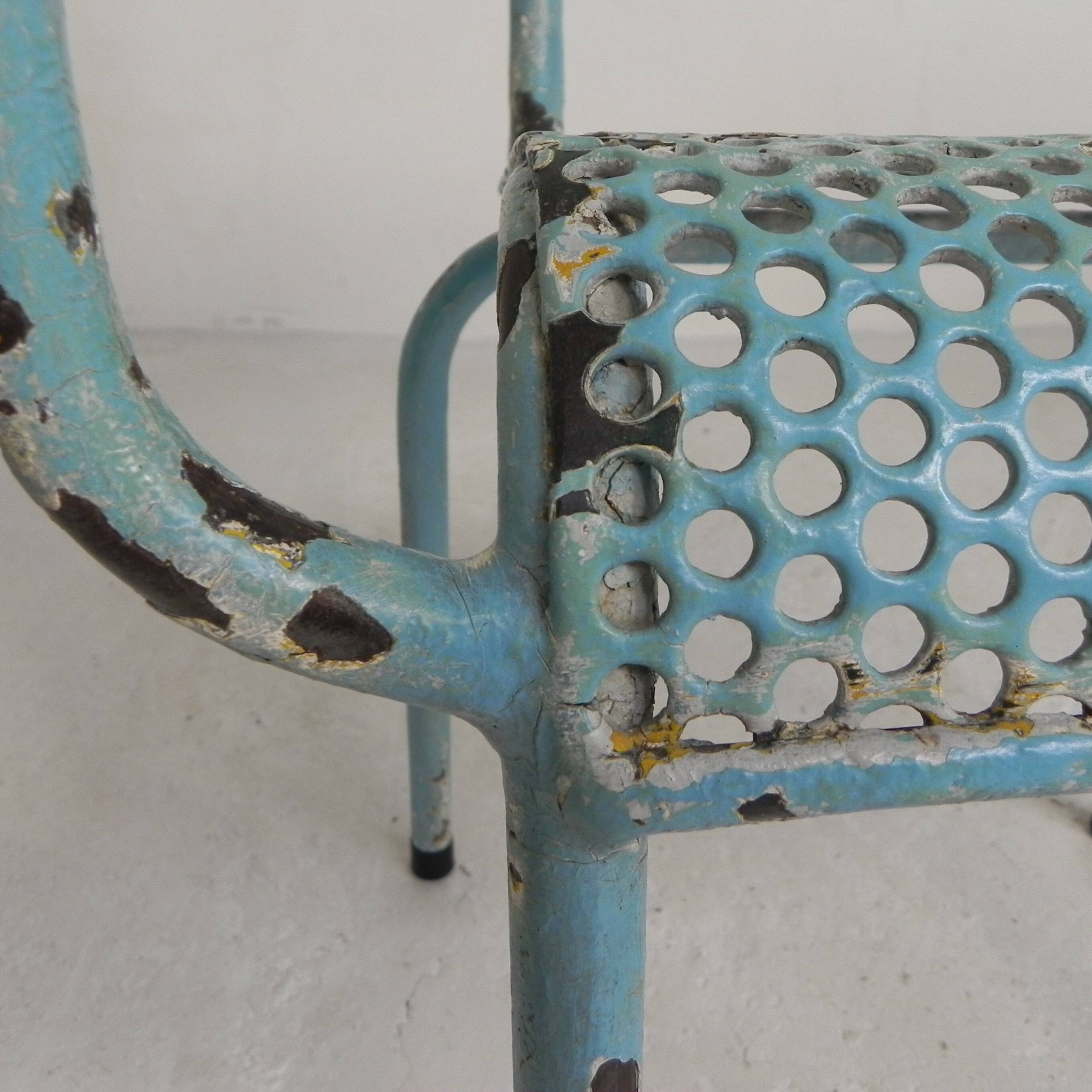 Lot de 2 chaises de jardin industrielles en acier avec accoudoirs, années 1950