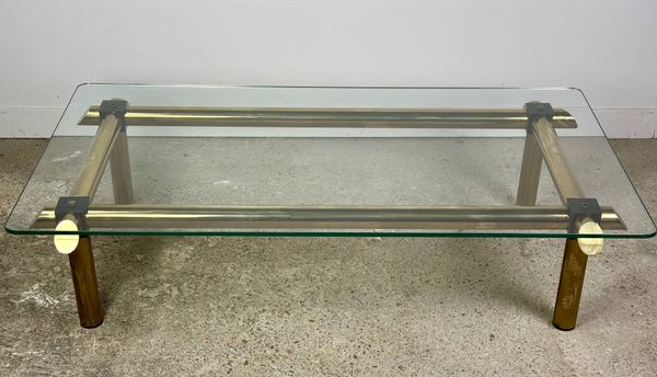 Table basse italienne vintage 80'S en laiton et fer