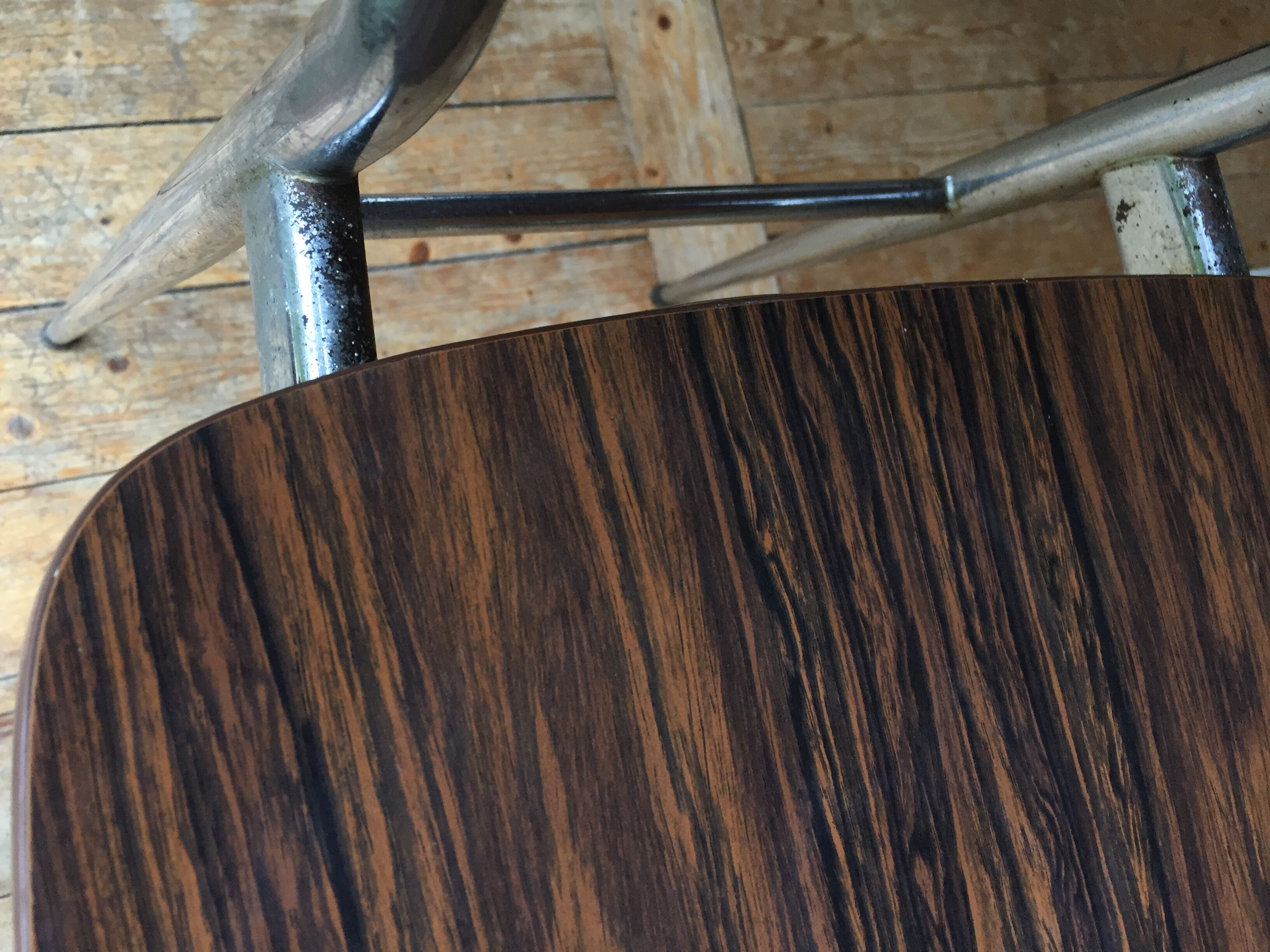 4 chairs in vintage formica brown wood effect