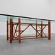 Large monumental bamboo dining table with glass top by Gasparucci, Italy