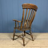 Brown English Windsor armchair with high back