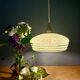 Vintage glass pendant light in green and gold from Clichy
