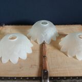 Set of 3 Art Deco glass paste pendant lights