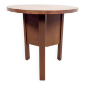 Table d'appoint ronde en chêne Art Déco moderniste néerlandaise, années 1930