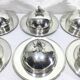 Set of silver-plated serving dishes and bells