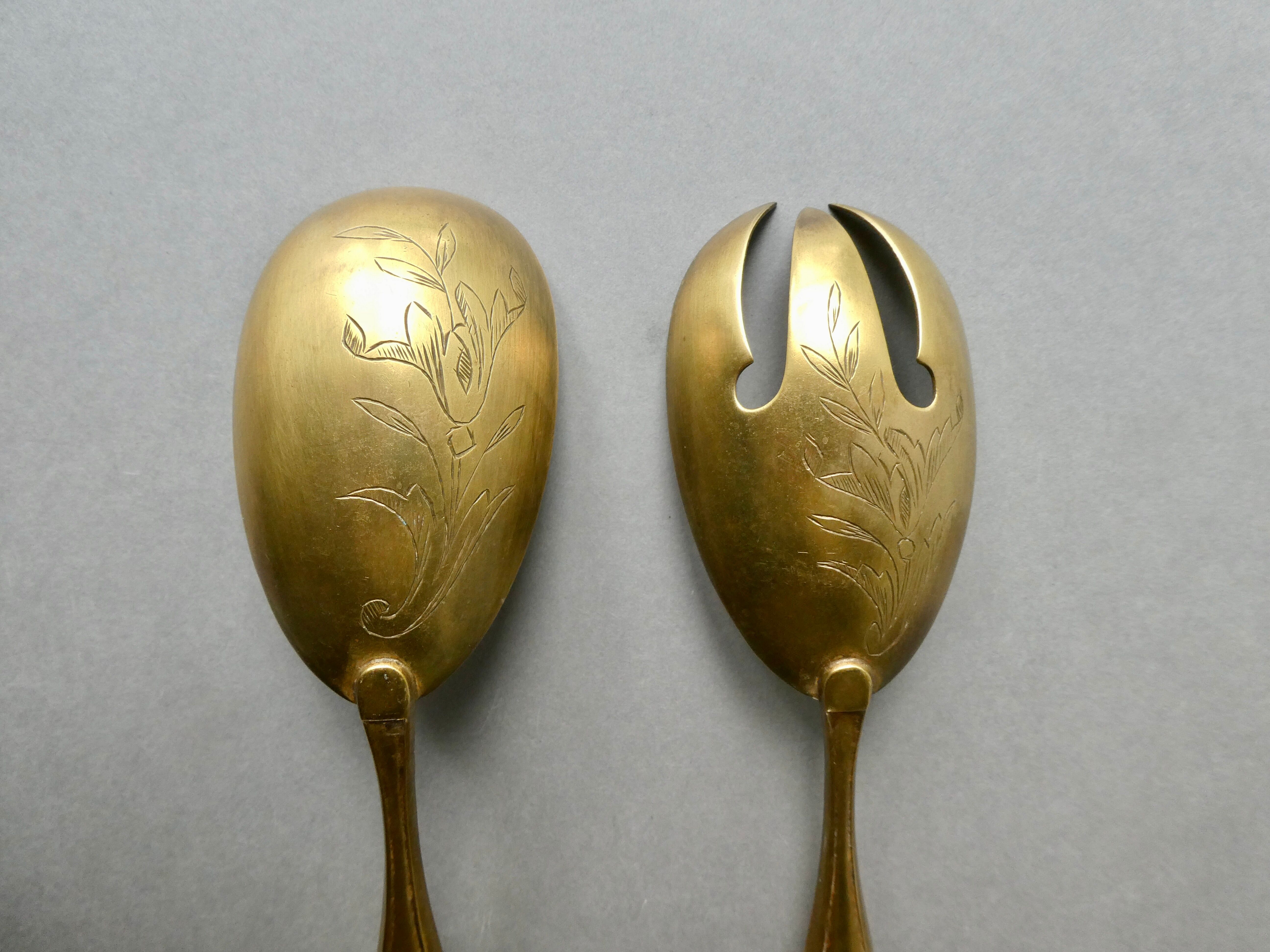 Silver salad cutlery and pie shovel