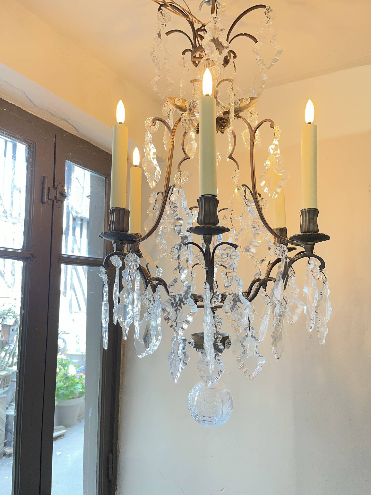Lustre à pampille  cristal 19 eme