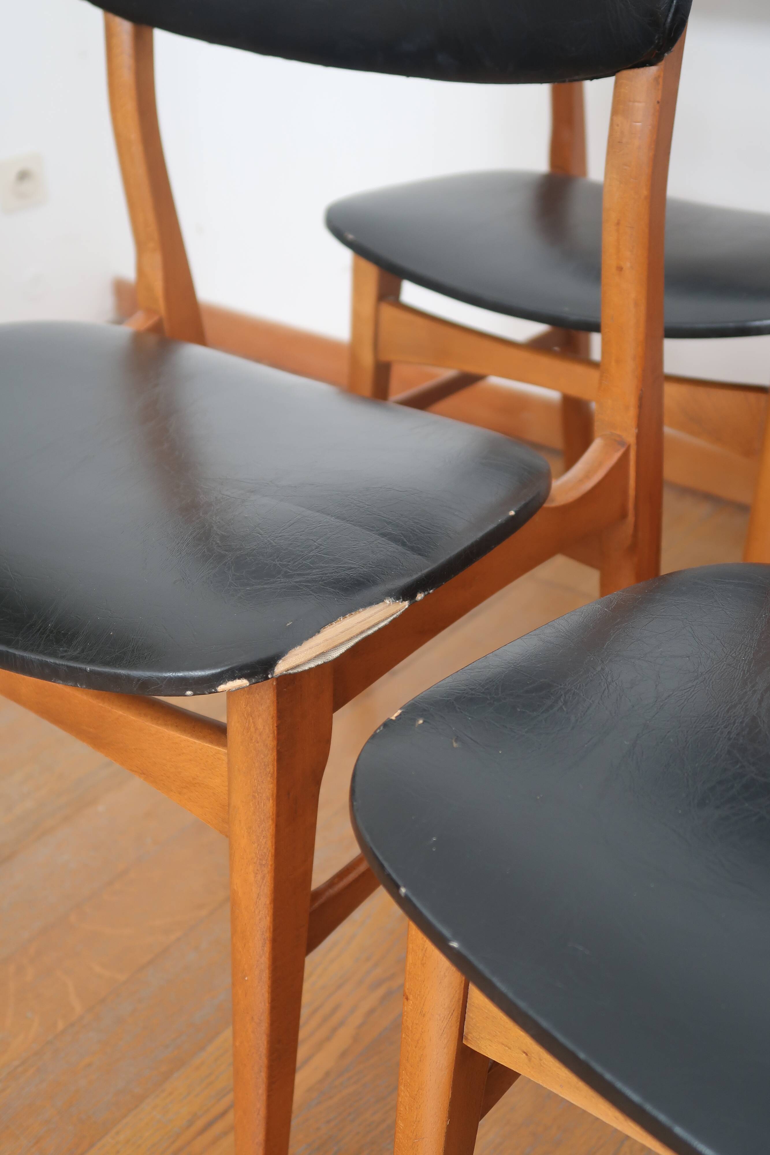 Lot de 6 chaises scandinaves skaï noir