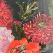 Tableau HST "Bouquet de fleurs sur entablement" signé fin XIX° siècle