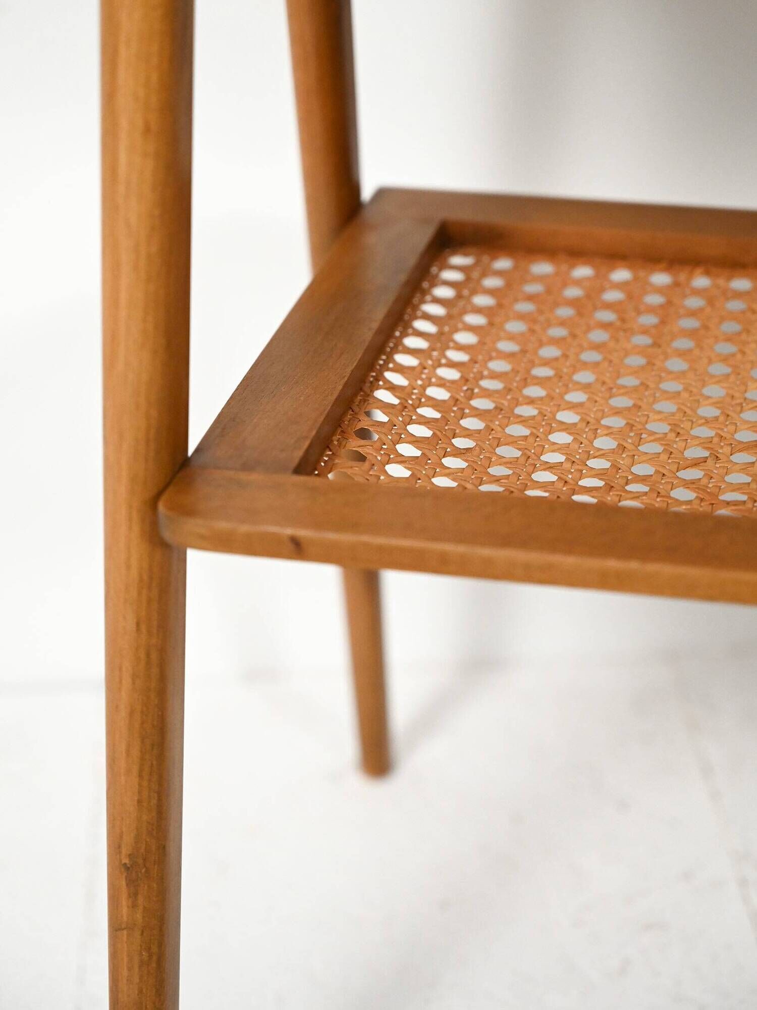 Pair of Scandinavian bedside tables in teak with Vienna cane
