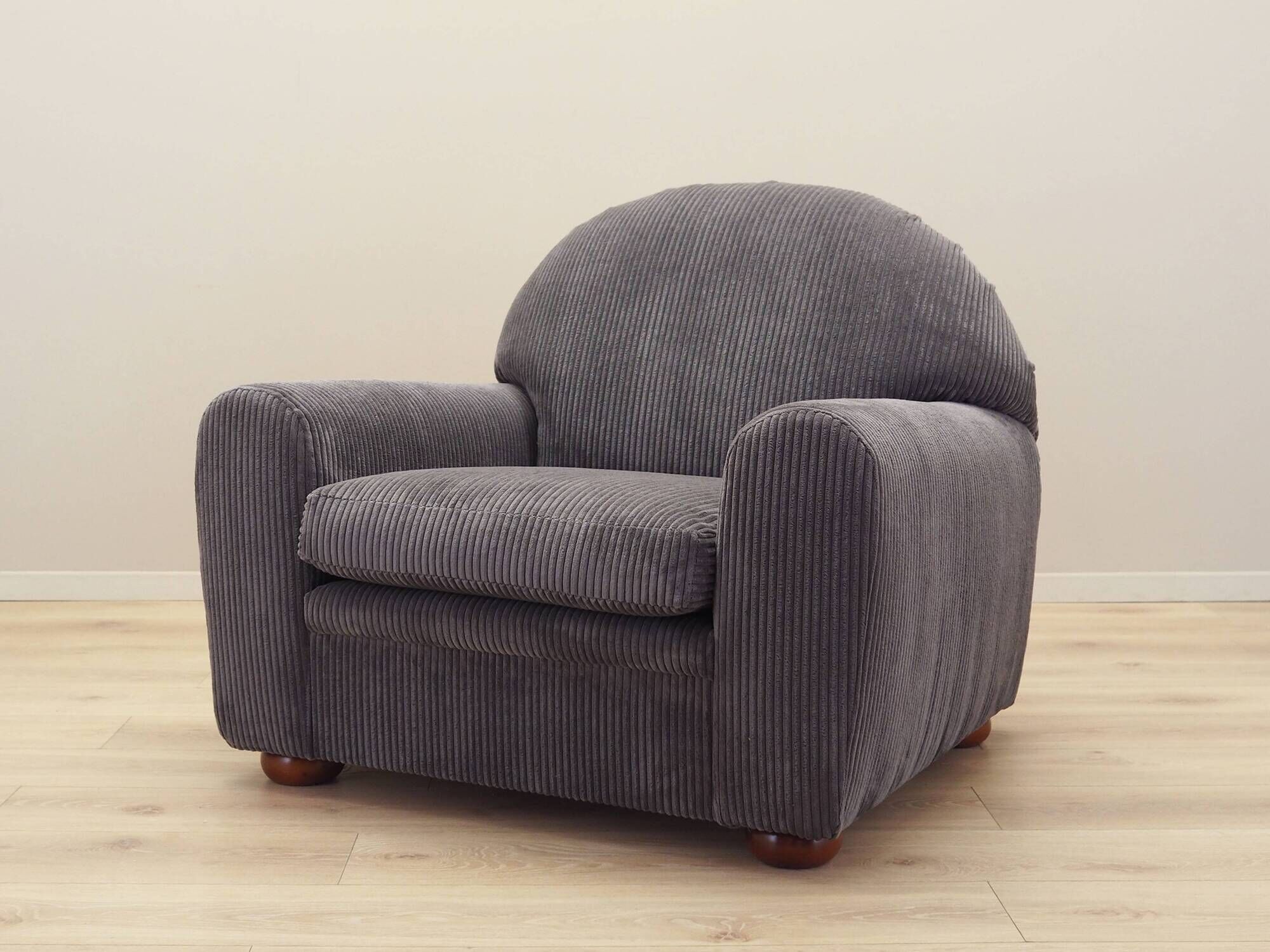 Grey velour armchair, Italian design, 1980s, production: Italy