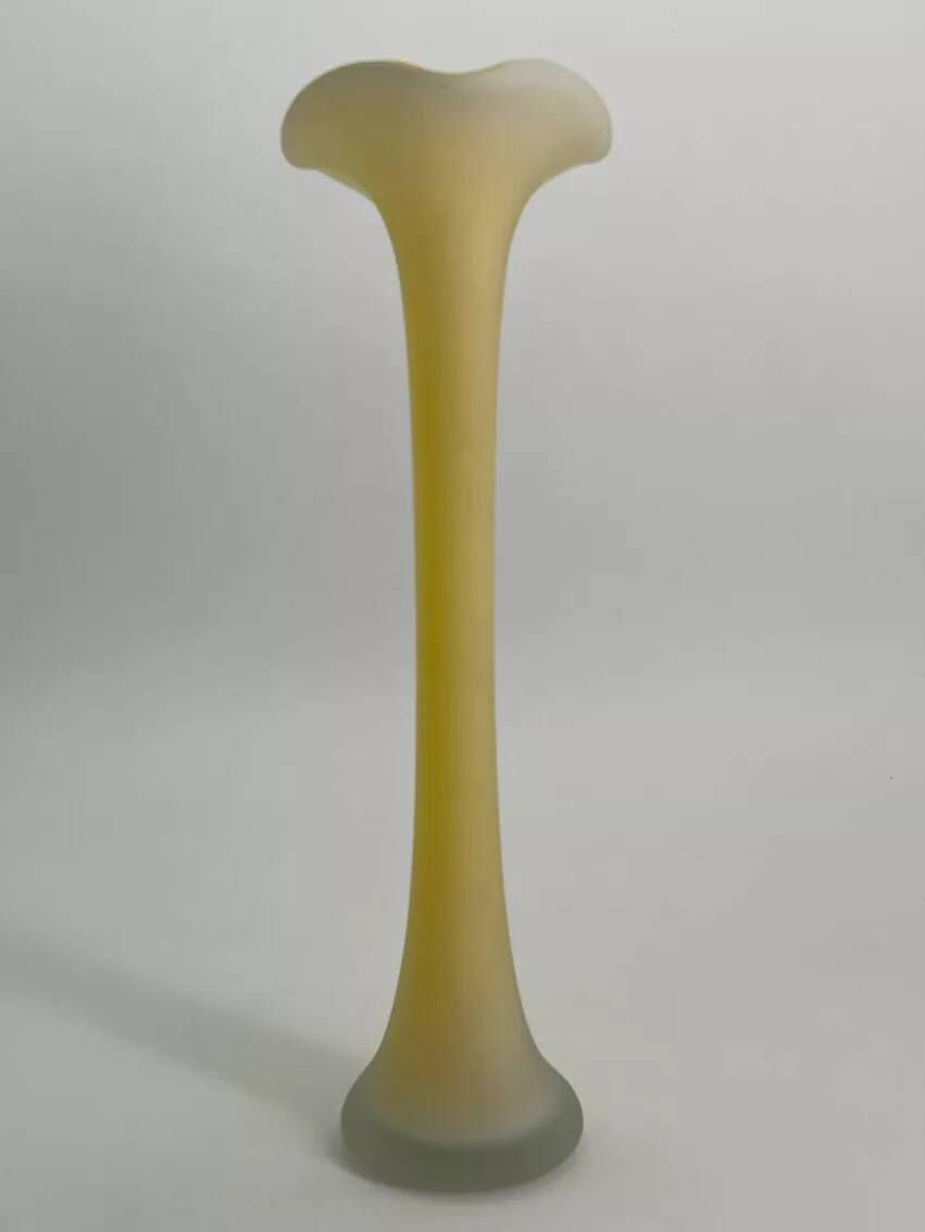 Vintage yellow glass paste vase