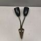 Older wall lamp with black metal shades and brass bend ‘arms’