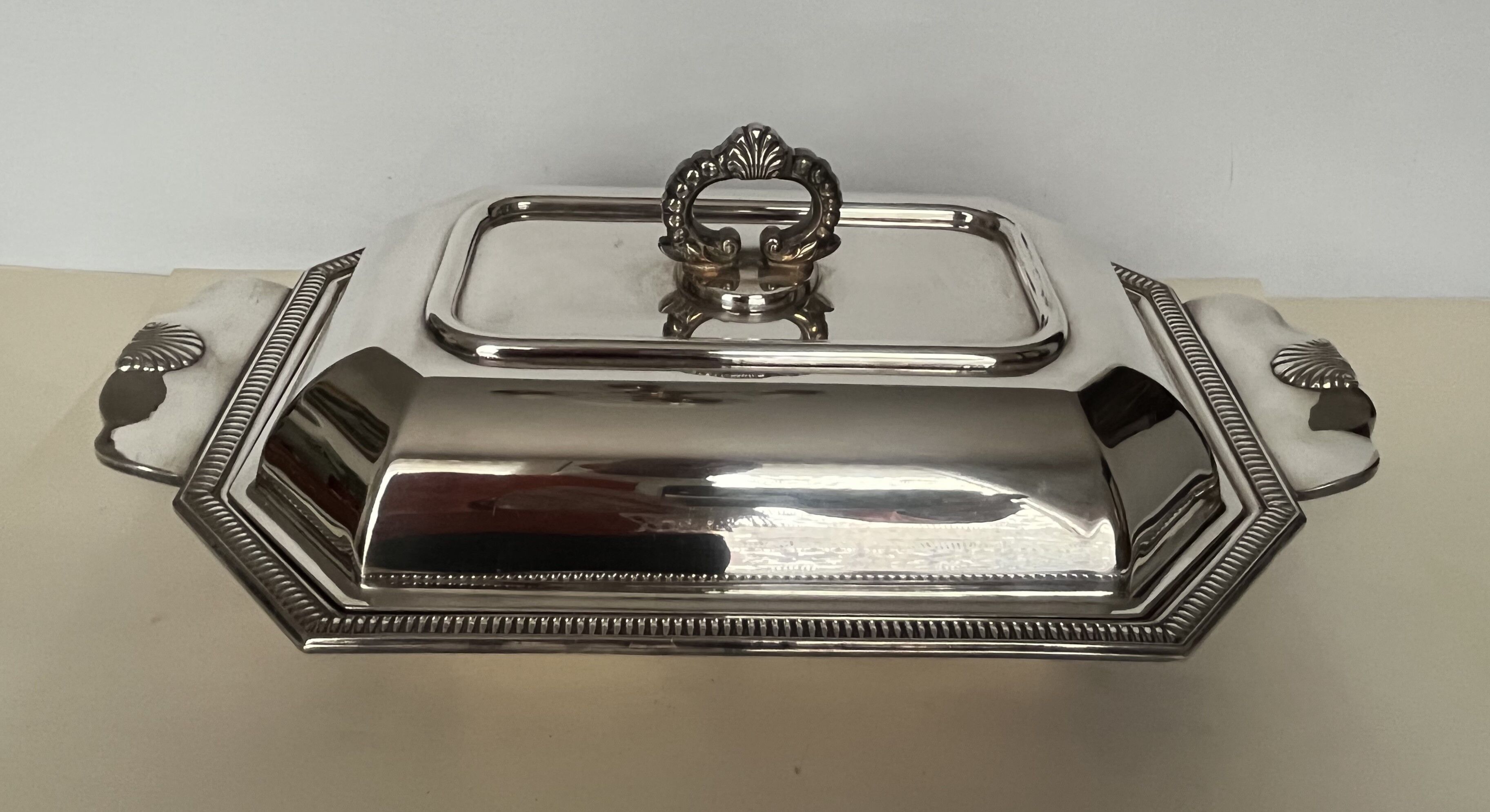 Dish in silver metal