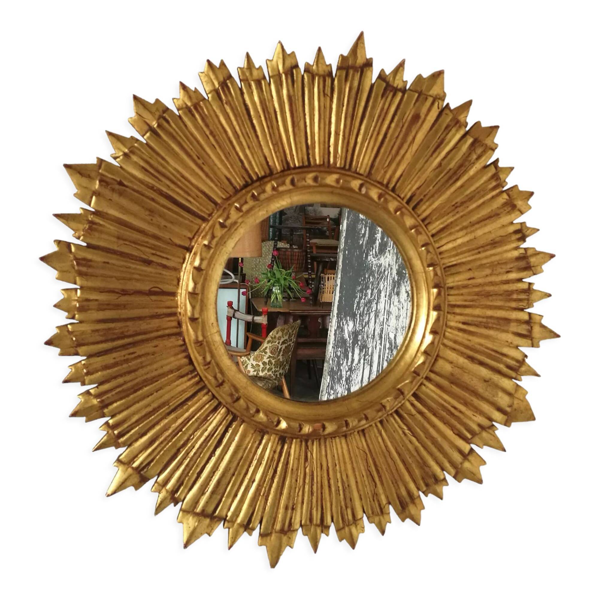 Mirror sun gilded wood