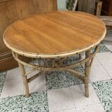 Old round rattan coffee table