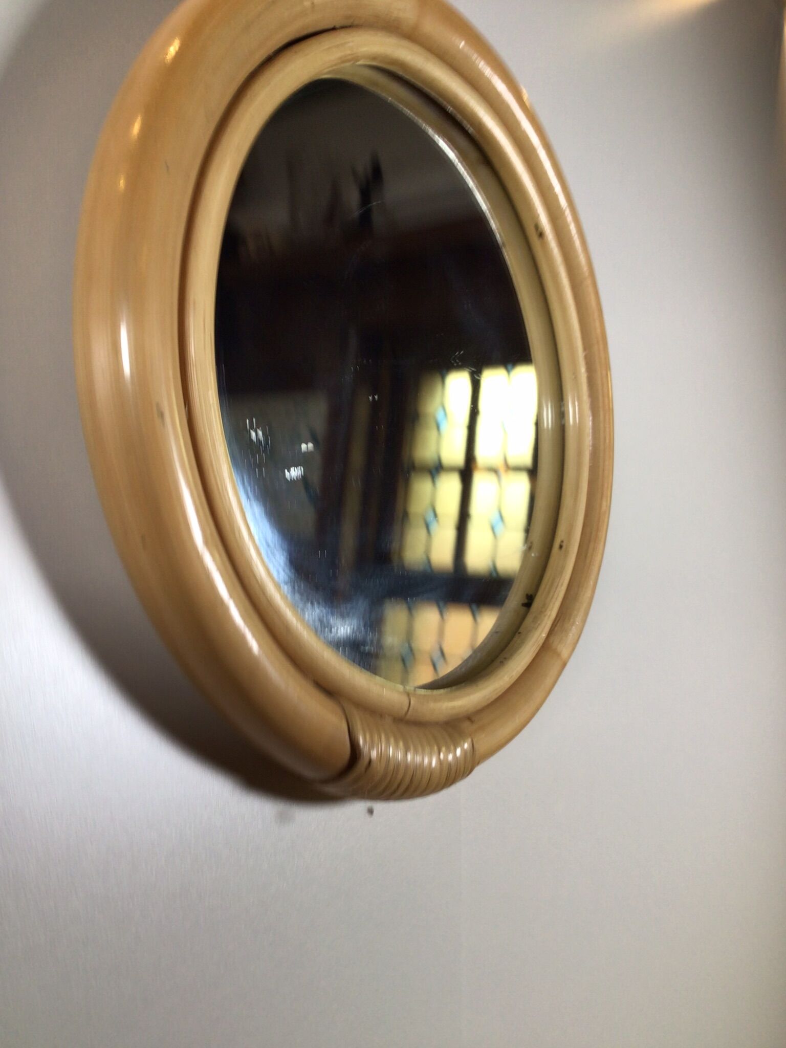 rattan round mirror