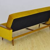 Mid-century yellow velvet sofa, 1960s