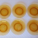 12 assiettes plates Vereco ambre