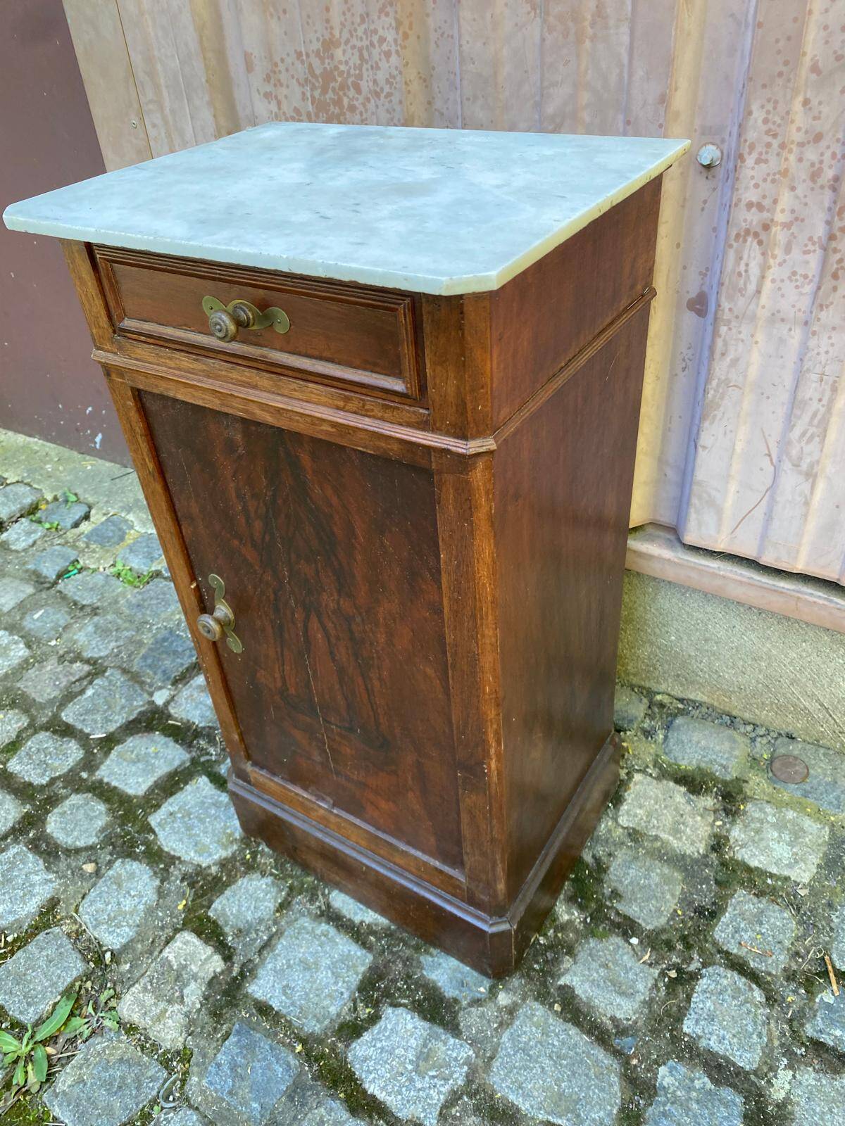 Table de chevet Louis Philippe acajou et marbre blanc du 19ème