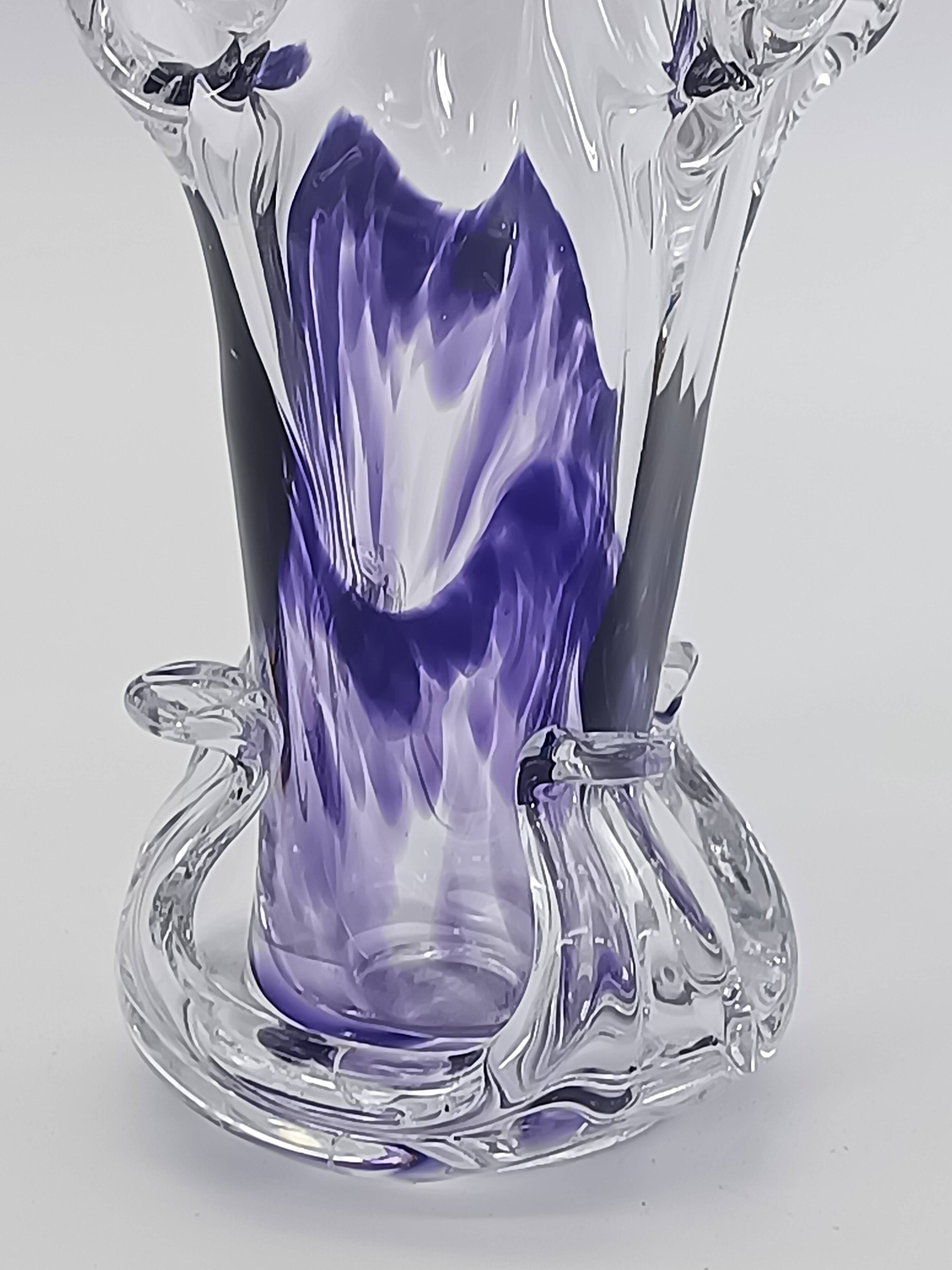 Vase Soliflore en Cristal d'Art – Michel Steiner Améthyste & Transparent