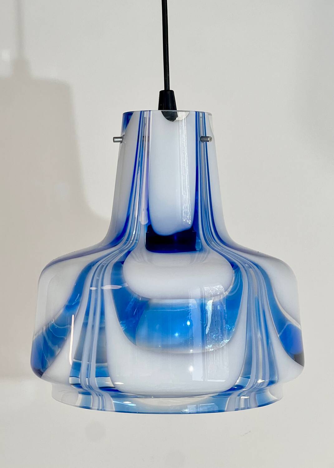Vintage Italian Murano pendant light from the 1970s in ribbed glass