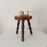 Vintage turned wood tripod stool