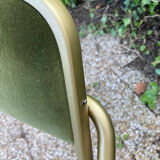 Set of 4 vintage folding armchairs in green velvet