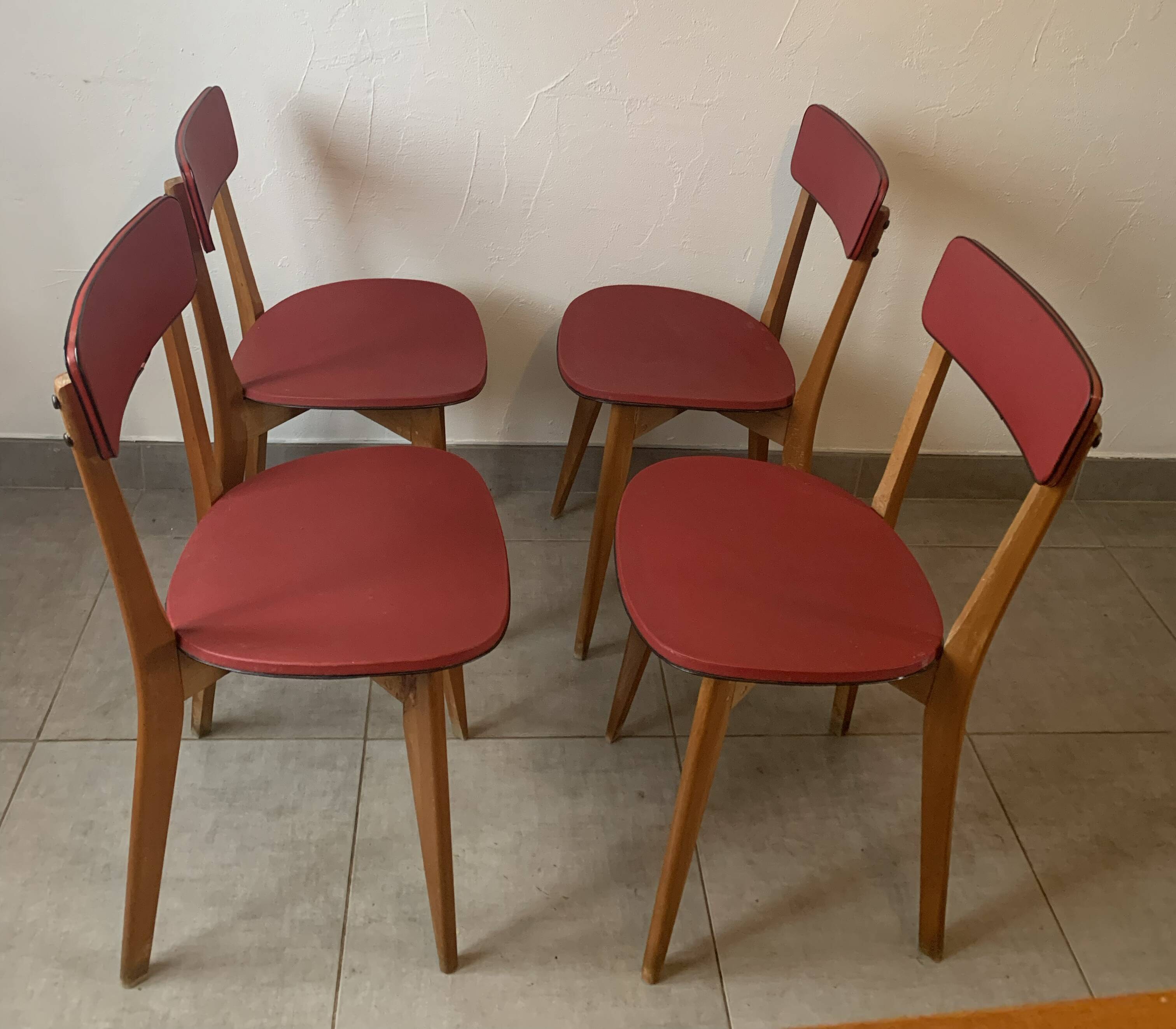 Set de 4 chaises bistrot vintage, années 50 (Taille adulte)