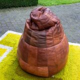Pouf poire en cuir patchwork multicolore De Sede