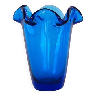 Cobalt glass vase, Danish design, 1970s, made in Denmark