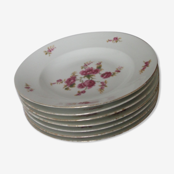Set 7 hollow plates porcelain limoges f. legrand & cie art deco