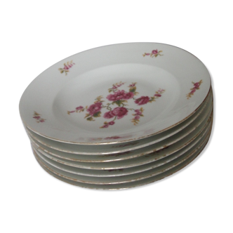 Set 7 hollow plates porcelain limoges f. legrand & cie art deco