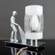 Rare Art Deco "Fire Soldier" Chromed Bronze Lamp, Poland, 1950-60