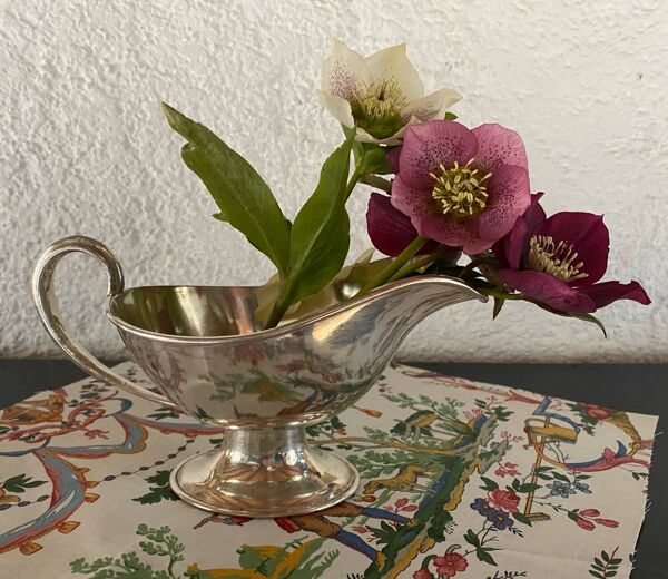 Saucière en métal argenté ancienne estampillée Birks