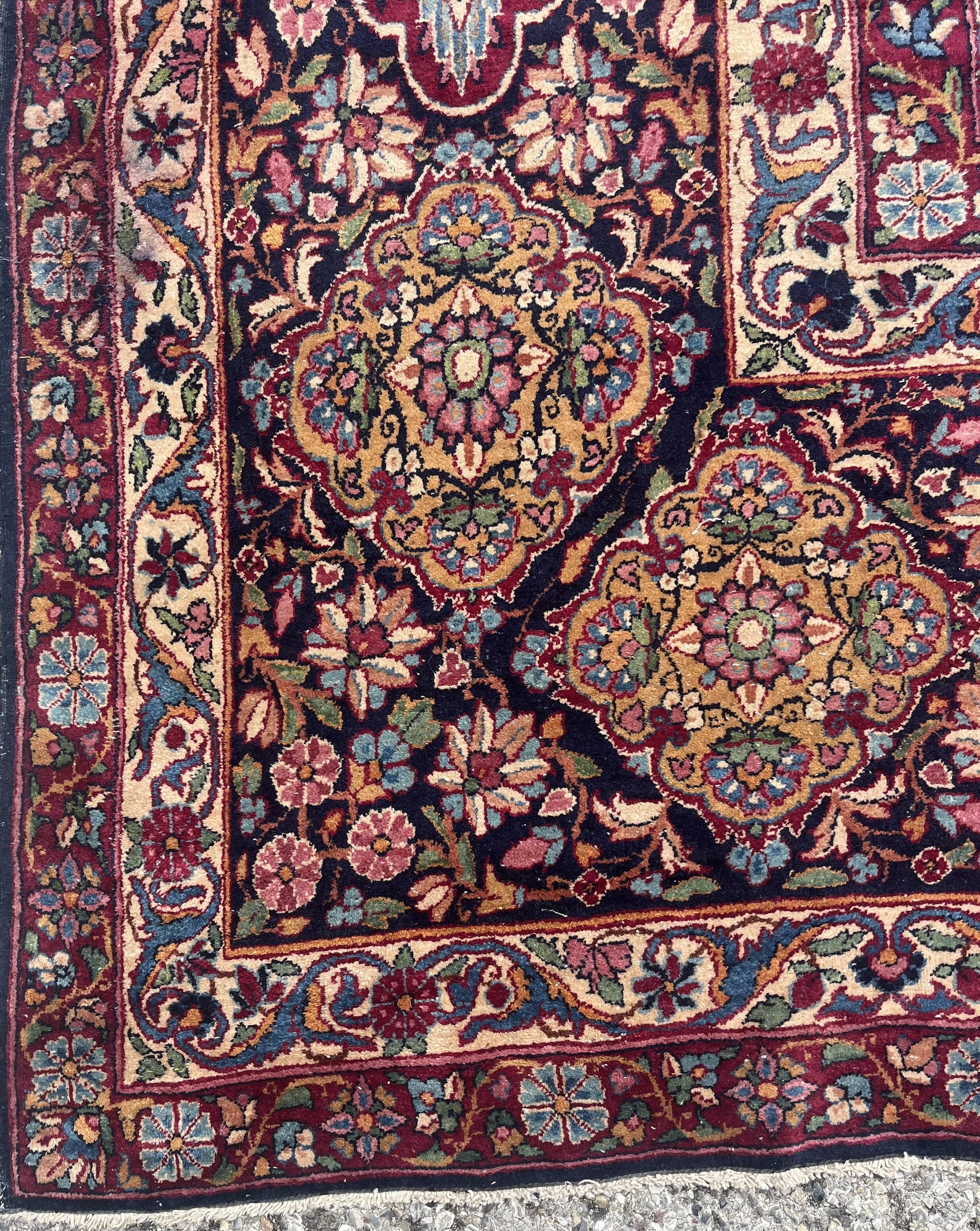Large Antique Iranian Oriental Rug: Yazd: 4.45 X 3.30 Meters