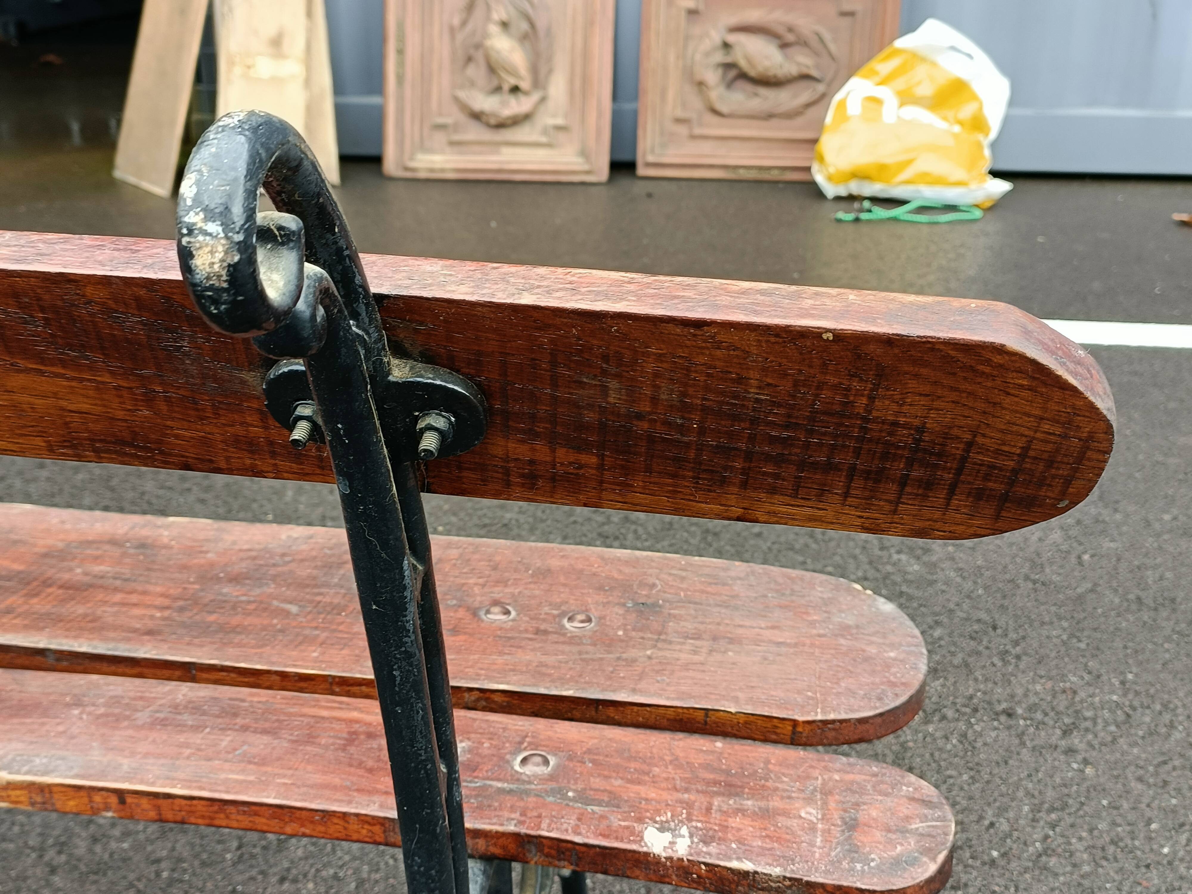 Old garden bench cast iron legs