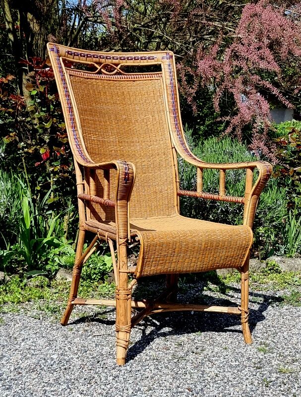 Garden rattan armchair or veranda from the 50s