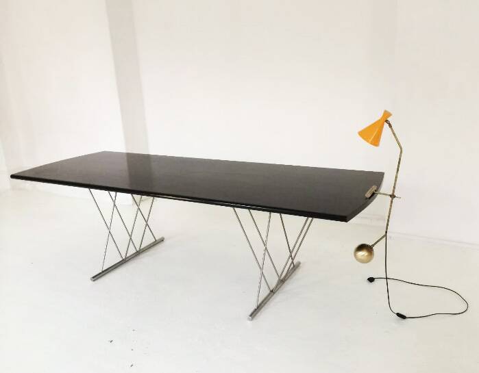 Large Italian brass counterweight lamp, 50s design