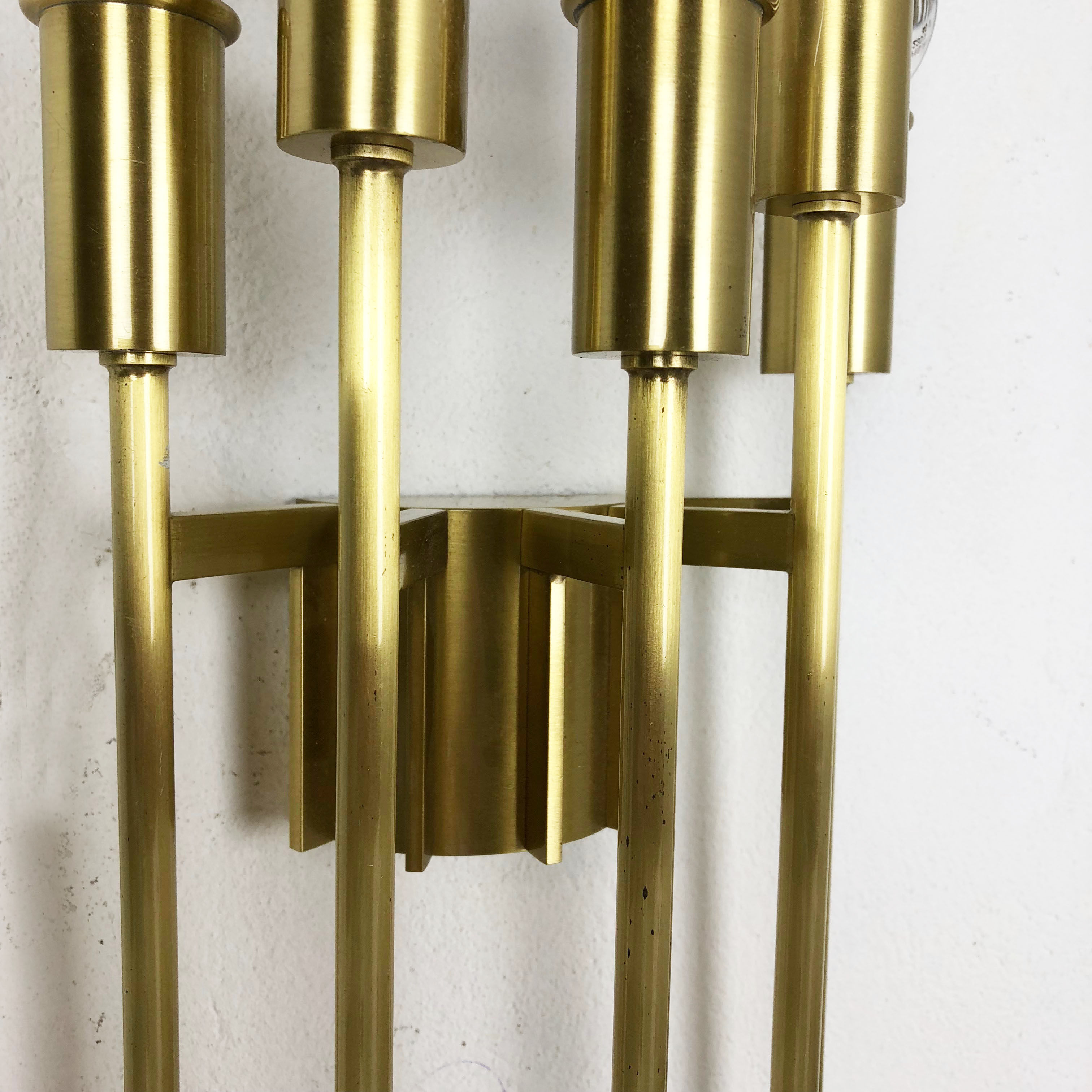 Brass Italian Stillovo Style Theatre Wall Ceiling Light Sconces, Italy, 1970s