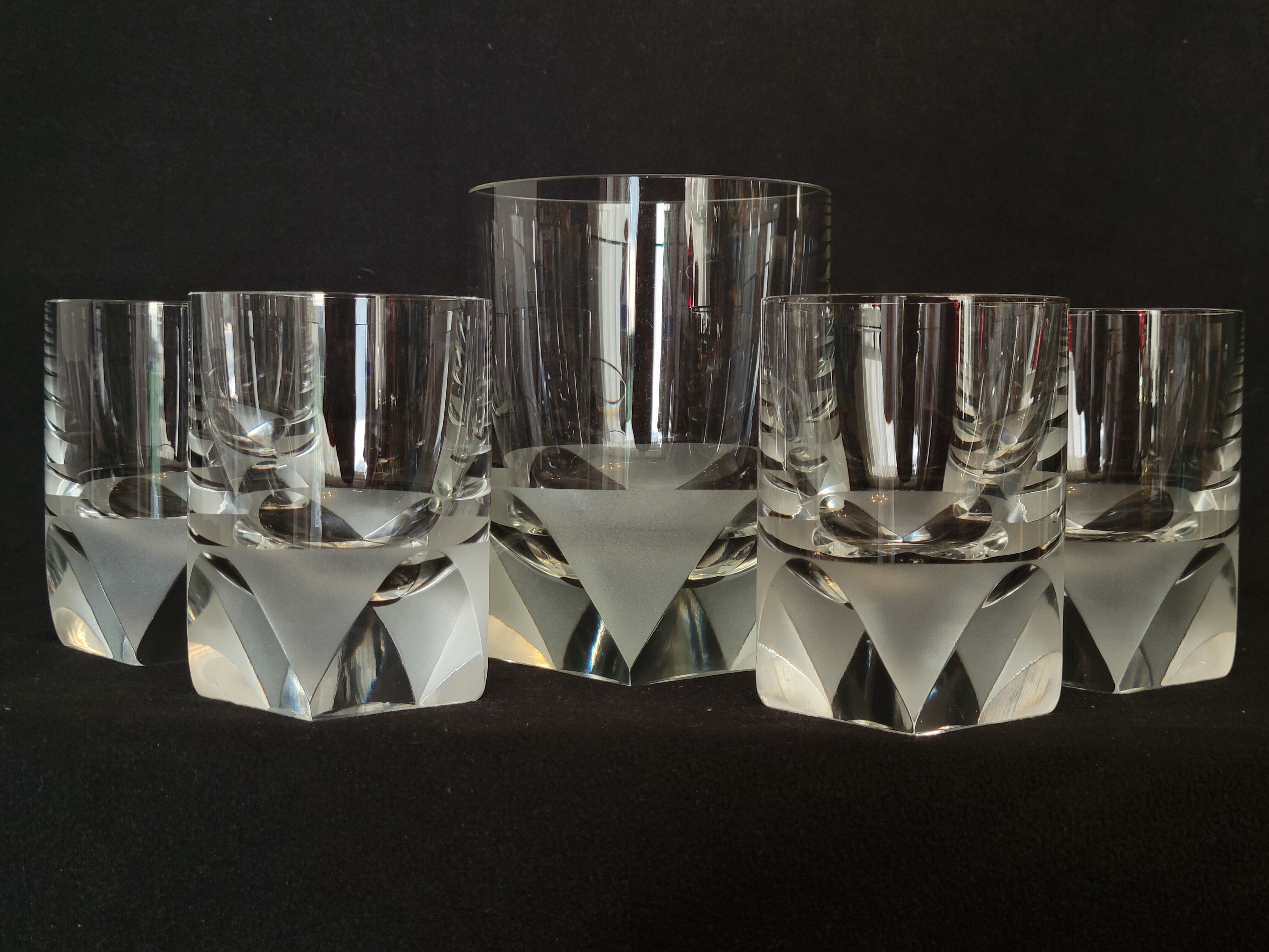 4 Rosenthal crystal whisky glasses + ice bucket + 2 shot glasses