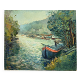 Banks of the Seine at Bougival, oil on canvas signed