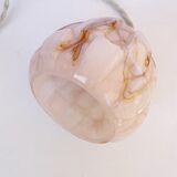 Art deco walking lamp in pink and amber marbled opaline