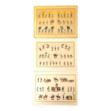 Set of 3 illuminated plates by S. Lemoine