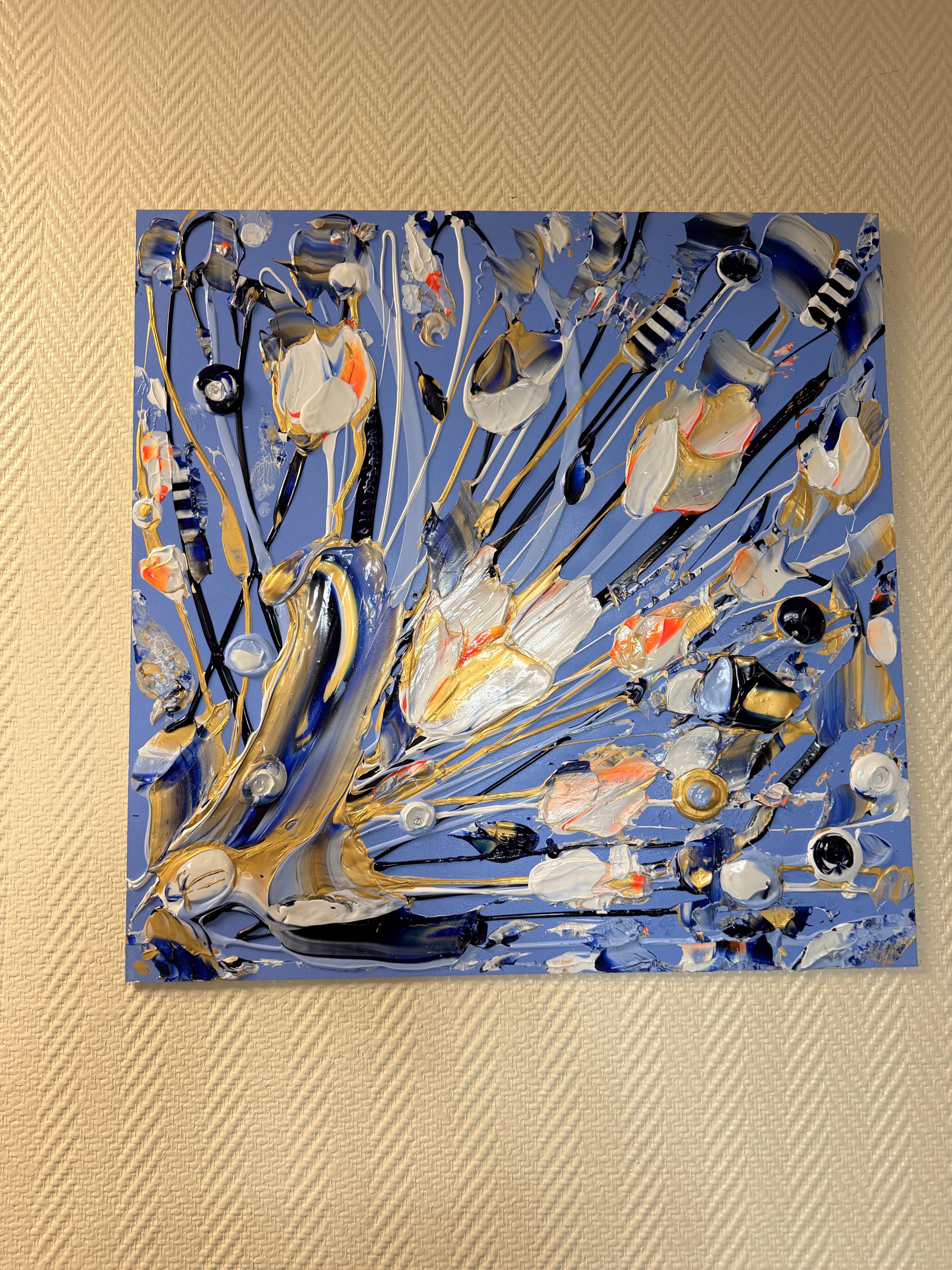 Quadriptyque de peintures abstraites florales au couteau JP Accault
