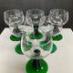 Série de 6 verres à vin vintage à pied spiral vert
